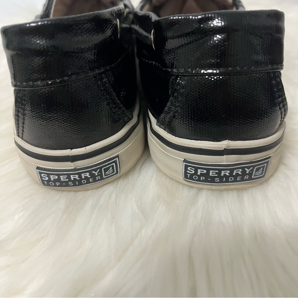 Sperry Top Siders Black Patent Glossy Boat Shoes Coastal Nautical Size 10 - Picture 5 of 13
